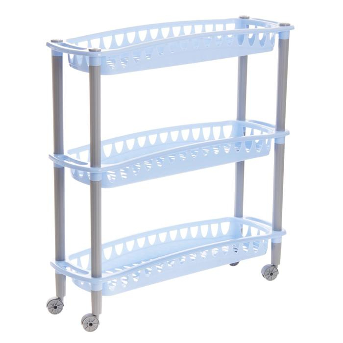 Этажерка напольная узкая 3-х секционная Бытпласт &laquo;Джулия&raquo;, на колёсиках, цвет МИКС