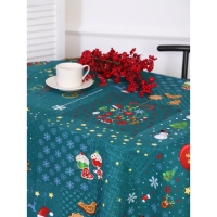 Скатерть новогодняя рогожка DomoVita &laquo;Волшебные истории&raquo;, размер 150х150 см, цвет зелёный, 100% хлопок, 170 г/м&sup2;