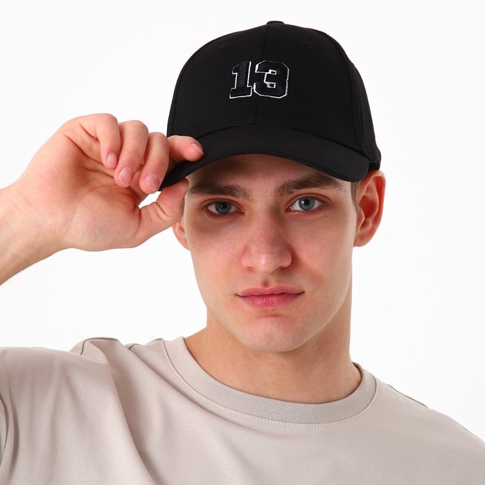 Кепка мужская «13», цвет чёрный, р-р 56 Кепка мужская «13», цвет чёрный, р-р 56