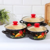 Набор эмалированных кастрюль &laquo;Грациозный&raquo;, 3 предмета: 1,5 л, 2 л, 3 л, индукция