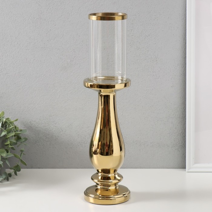 Подсвечник керамика, стекло на 1 свечу Подсвечник керамика, стекло на 1 свечу "Аванти" d=8 см золото 10х10х40,5 см