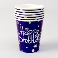 Стаканы бумажные &laquo;С Днём рождения&raquo;, в наборе 6 штук, цвет синий