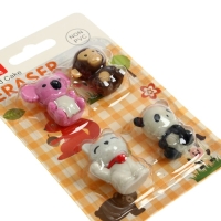 Набор фигурных ластиков "Зверушки", 4 штуки, МИКС Набор фигурных ластиков "Зверушки", 4 штуки, МИКС