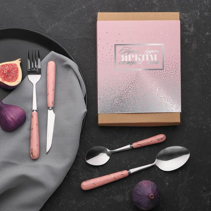 Столовые приборы из нержавеющей стали &laquo;Пусть каждый день будет ярким&raquo;, 4 предмета