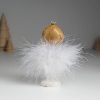 Сувенир полистоун "Ангелочек в белом пуховом платье с короткими волосами" МИКС 6х6х11 см