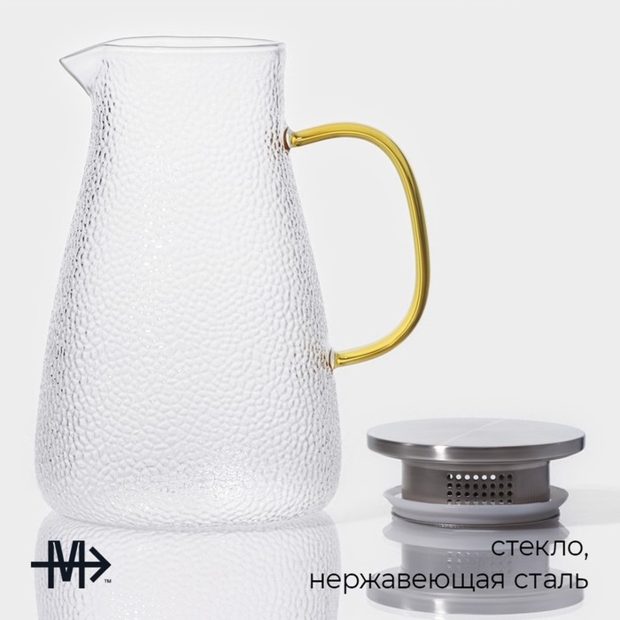 Кувшин для воды стеклянный с металлической крышкой &laquo;Сара&raquo;, 1,4 л, 16,5&times;12,5&times;20,5 см