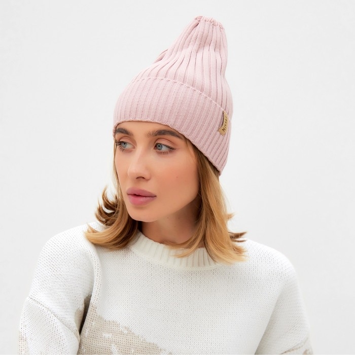 Шапка женская MINAKU Шапка женская MINAKU "Трюфель" цвет пудра, размер 56-58