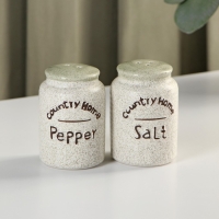 Набор керамический для специй и масел &laquo;Домик в деревне&raquo;, 4 предмета: солонка 115 мл, перечница 115 мл, бутыль для масла 350 мл, бутыль для уксуса 350 мл