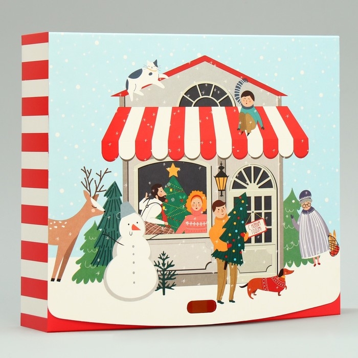 Коробка подарочная новогодняя складная &laquo;Новогодние истории&raquo;, 20 х 18 х 5 см, БЕЗ ЛЕНТЫ, Новый год