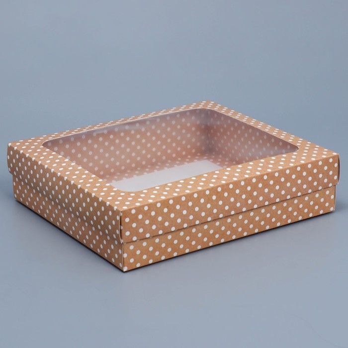 Коробка подарочная, упаковка, &laquo;Горошек&raquo; , 23.5 х 20.5 х 5.5 см