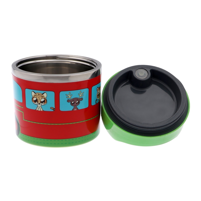 Ланч-бокс "В мире зверей", 630 мл, сохраняет тепло 3 ч, 11 х 15 см, зеленый