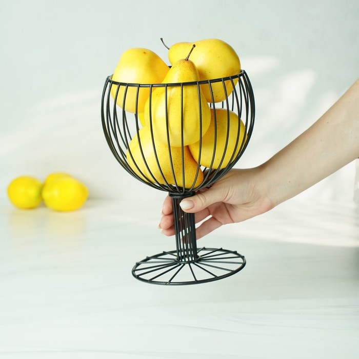 Фруктовница Доляна &laquo;Эстетика&raquo;, 18&times;18&times;23 см, чёрный