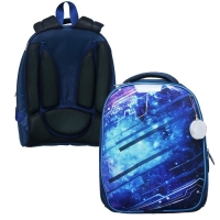 Рюкзак каркасный школьный, 37 х 28 х 19 см, Calligrata К "Крутой космос", синий
