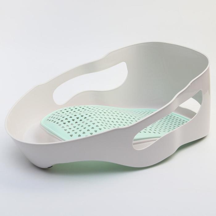 Лежак - горка для купания, цвет белый/мятный, 0-6 мес, р-р 43х30х19см