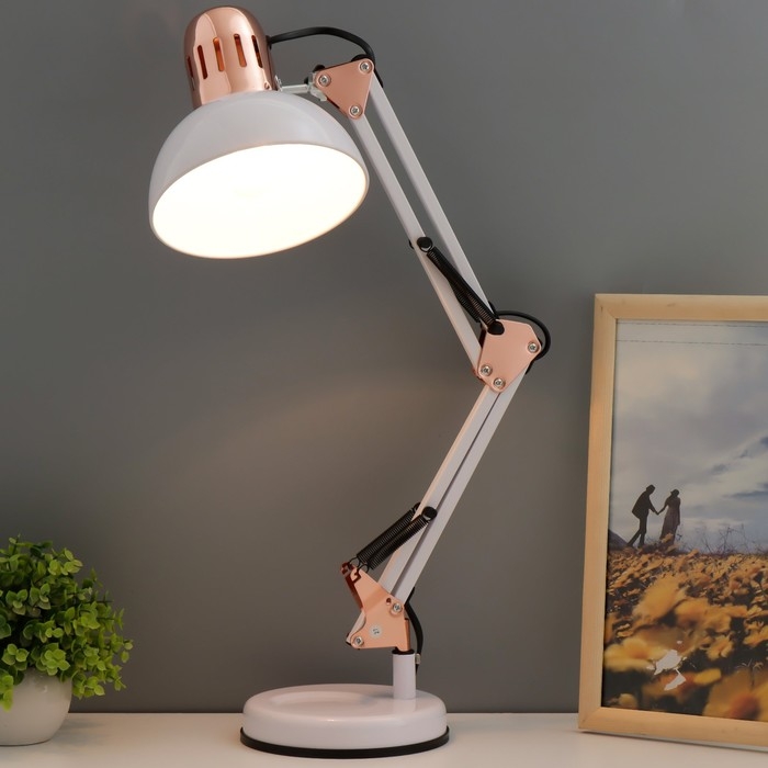 Настольная лампа Настольная лампа "Джоел" Е27 40Вт бело-золотой 15х15х63 см RISALUX