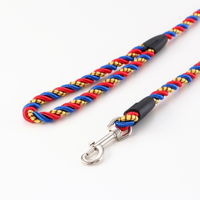 Поводок круглый Поводок круглый "Скрутка", 1 х 120 см, сине-красно-жёлтый