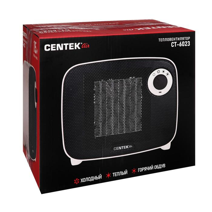 Тепловентилятор Centek CT-6023, керамический, настольный, 1500 Вт, 15 м&sup2;, серый