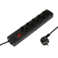 Сетевой фильтр Luazon Lighting, 5 розеток, 1,5 м, 2200 Вт, 3х0.75 мм2, 10 A, 220 В, c предохранителем, черный Сетевой фильтр Luazon Lighting, 5 розеток, 1,5 м, 2200 Вт, 3х0.75 мм2, 10 A, 220 В, c предохранителем, черный