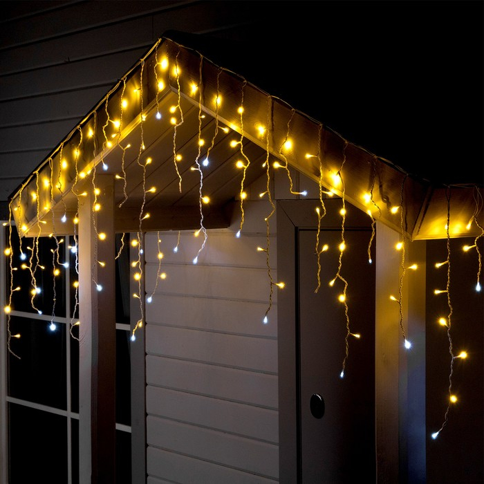 Гирлянда &laquo;Бахрома&raquo; 3 &times; 0.6 м, IP44, УМС, белая нить, 160 LED, свечение тёплое белое, мерцание белым, 220 В