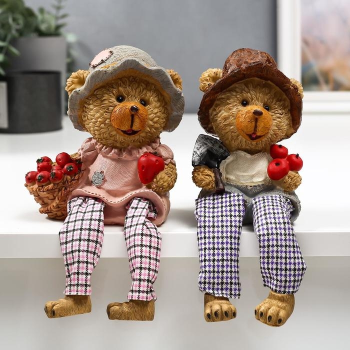 Сувенир полистоун Сувенир полистоун "Медвежонок с яблоками" длинные ножки МИКС 23,5х10,5х8 см