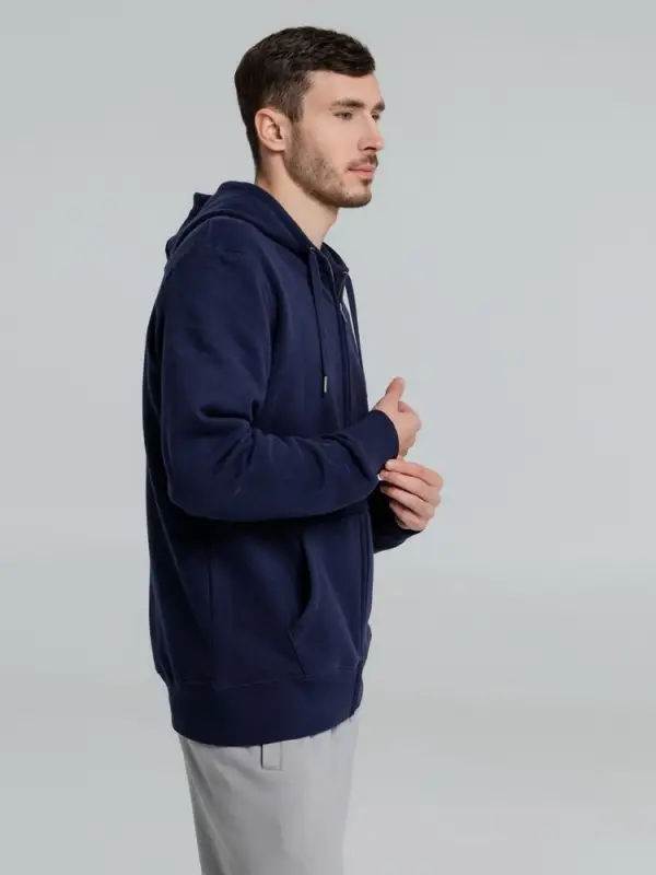 Толстовка на молнии с капюшоном унисекс King, темно-синяя, размер XS