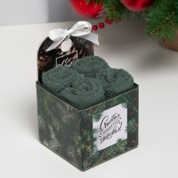 Набор махр. полотенец "Счастья и здоровья" 30х30 см-4шт, хл 340г/м2 Набор махр. полотенец "Счастья и здоровья" 30х30 см-4шт, хл 340г/м2