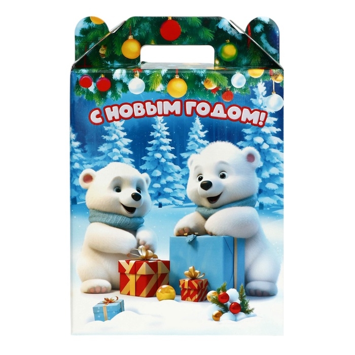 Подарок "Милые мишки" с анимацией (750 гр) Новогодний подарочный набор №338