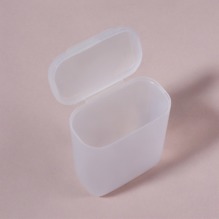 Органайзер для ватных палочек, с крышкой, 7,5 &times; 4 &times; 9 см, цвет белый/полупрозрачный