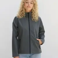 Куртка софтшелл с капюшоном женская Race Women, темно-серая, размер 3XL