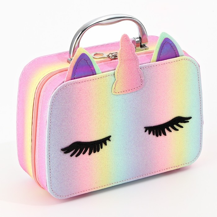 Набор детской косметики в чемодане «Единорожка», тени, резинки для волос, блески для губ, глиттер, украшения, лаки для ногтей, наклейки, пилочка, расчёска, кисти, косметичка Набор детской косметики в чемодане «Единорожка», тени, резинки для волос, блески для губ, глиттер, украшения, лаки для ногтей, наклейки, пилочка, расчёска, кисти, косметичка