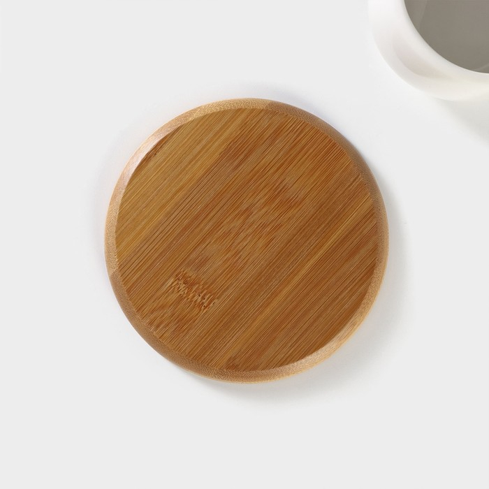 Чайная пара керамическая с ложкой BellaTenero, 3 предмета: чашка 220 мл, ложка, деревянное блюдце, цвет белый Чайная пара керамическая с ложкой BellaTenero, 3 предмета: чашка 220 мл, ложка, деревянное блюдце, цвет белый