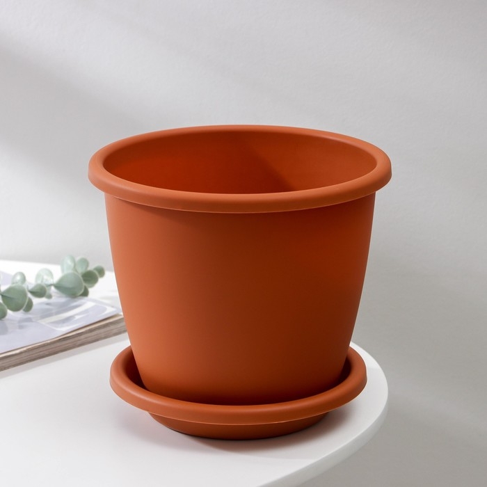 Горшок для цветов с поддоном &laquo;Афина&raquo;, 3 л, пластиковый, цвет коричневый