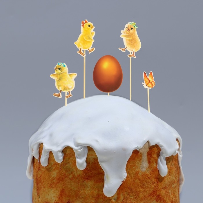 Пасхальный набор для украшения кулича &laquo;Цыплята&raquo;, 11 х 16.5 см