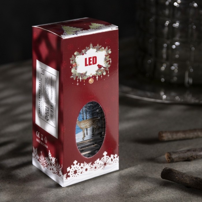 Светодиодная фигура &laquo;Фонарь с оленем&raquo; 5.5 &times; 13 &times; 5.5 см, пластик, батарейки AG13х3 (в комплекте), свечение тёплое белое