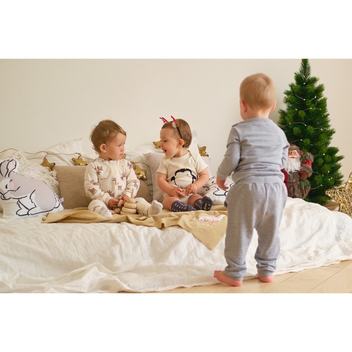 Комбинезон Крошка Я "Merry Xmas", рост 62-68 см, цвет бежевый