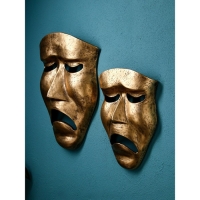 Набор фигур &laquo;Маска грустная&raquo;, полистоун, 60 см, 2 шт, цвет золото