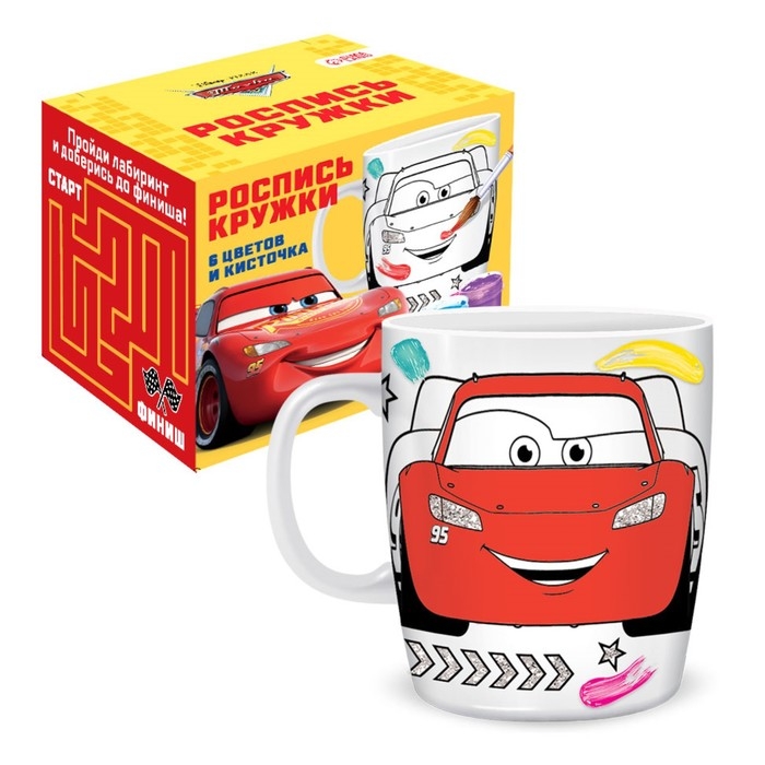 Набор, кружка под раскраску, 250 мл «Будь первым», Тачки Набор, кружка под раскраску, 250 мл «Будь первым», Тачки