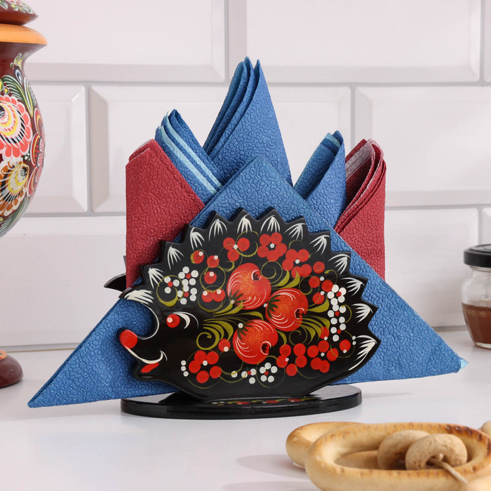 Салфетница &laquo;Ежик&raquo;, 13х10 см, хохлома