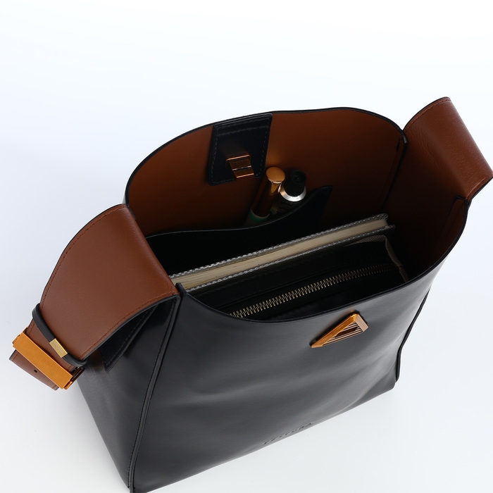 Сумка женская на винтовом замке TEXTURA, средний размер, цвет чёрный Сумка женская на винтовом замке TEXTURA, средний размер, цвет чёрный