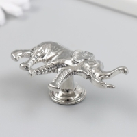 Ручка для шкатулки металл "Индийский слон" серебро 3,3х5,8 см Ручка для шкатулки металл "Индийский слон" серебро 3,3х5,8 см