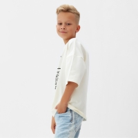 Футболка детская MINAKU: bascetball kids, цвет молочный, рост 116 см