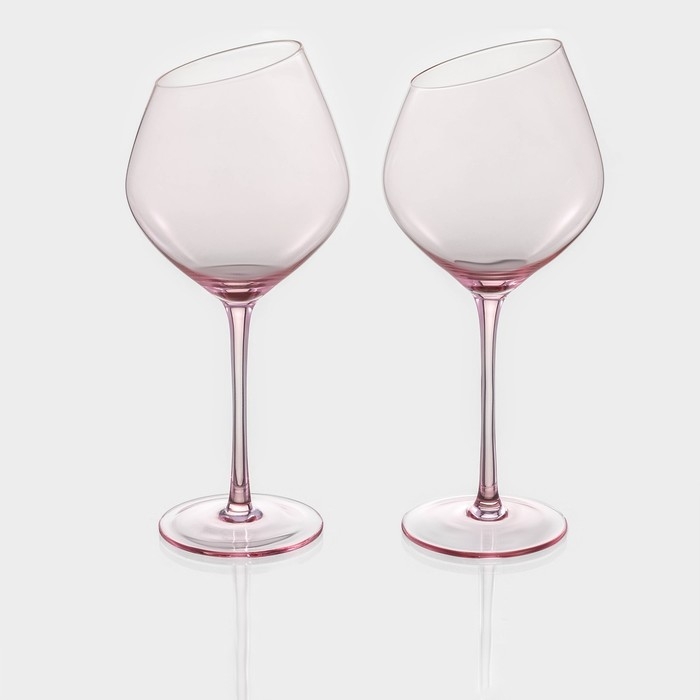 Набор бокалов из стекла для вина Magistro &laquo;Иллюзия&raquo;, 550 мл, 10&times;24 см, 2 шт, цвет розовый