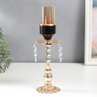 Подсвечник металл на 1 свечу "Цветок. Ажурная подставка" золото, чёрный 32х9,5х9,5 см Подсвечник металл на 1 свечу "Цветок. Ажурная подставка" золото, чёрный 32х9,5х9,5 см