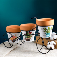 Набор кашпо "Велосипед" 3шт, на подставке, 9х9см Набор кашпо "Велосипед" 3шт, на подставке, 9х9см