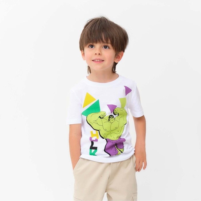 Футболка детская &laquo;Халк&raquo; Мстители, рост 122-128, белый