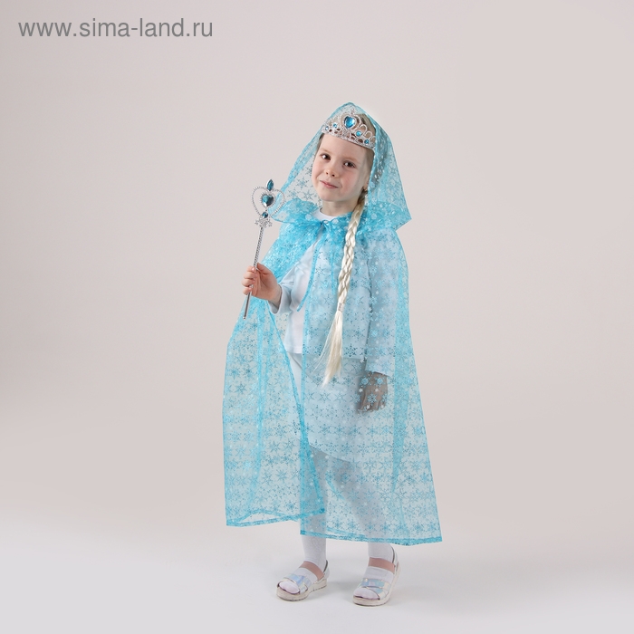 Карнавальный набор «Эльза», плащ из органзы, коса, жезл, корона, длина 100 см Карнавальный набор «Эльза», плащ из органзы, коса, жезл, корона, длина 100 см