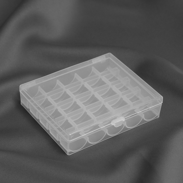 Органайзер для ниток, на 25 шпулек, 12 × 10 × 3 см, цвет прозрачный Органайзер для ниток, на 25 шпулек, 12 × 10 × 3 см, цвет прозрачный