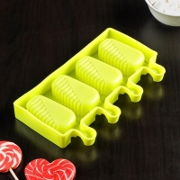 Форма для мороженого Доляна &laquo;Эскимо в глазури&raquo;, силикон, 18,5&times;12,3&times;2,5 см, 4 ячейки, цвет МИКС