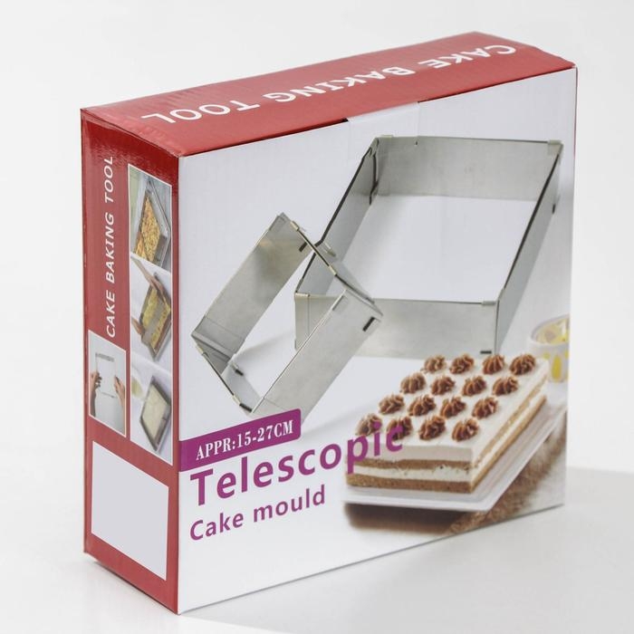 Форма для выкладки и выпечки с регулировкой размера Доляна, 15,5×28 см, h=5 см, цвет серебристый Форма для выкладки и выпечки с регулировкой размера Доляна, 15,5×28 см, h=5 см, цвет серебристый