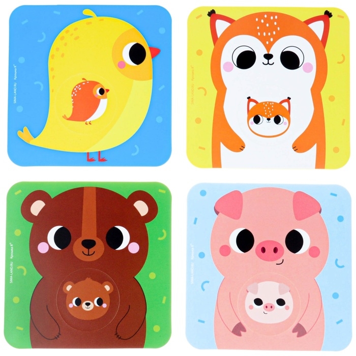 Мягкий пазл для малышей «Кто чей малыш?», 8 пазлов, Крошка Я Мягкий пазл для малышей «Кто чей малыш?», 8 пазлов, Крошка Я